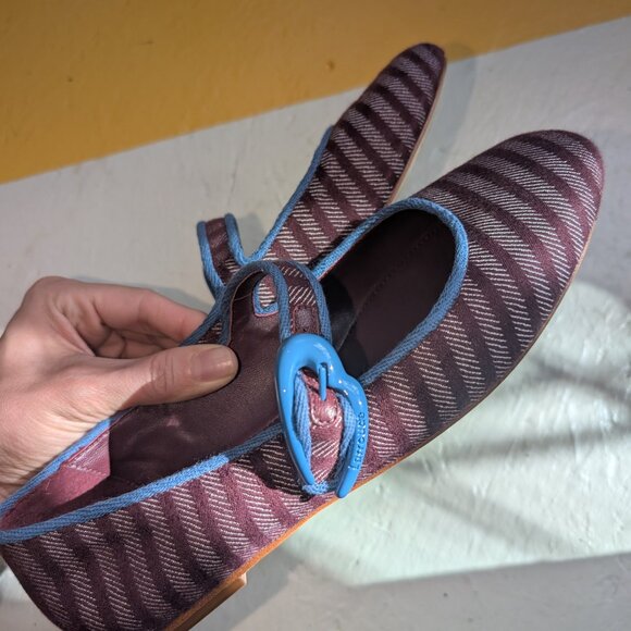 Larroudé Verona Stripe Ballet Flats Size 8.5 - Picture 2 of 11